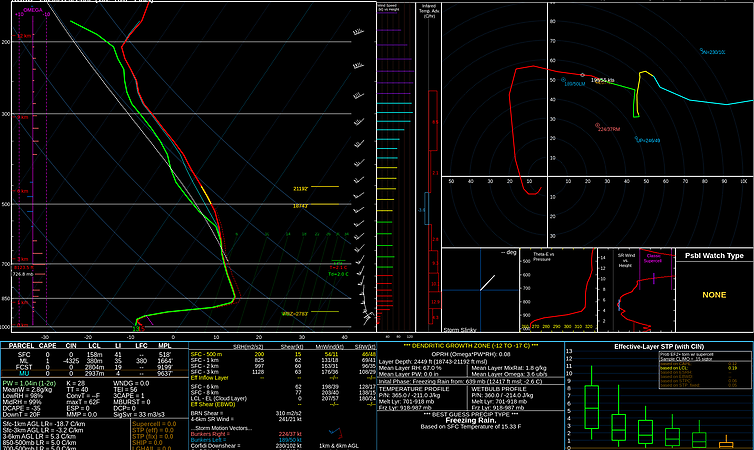 Atmospheric profile used in a winter weather analysis